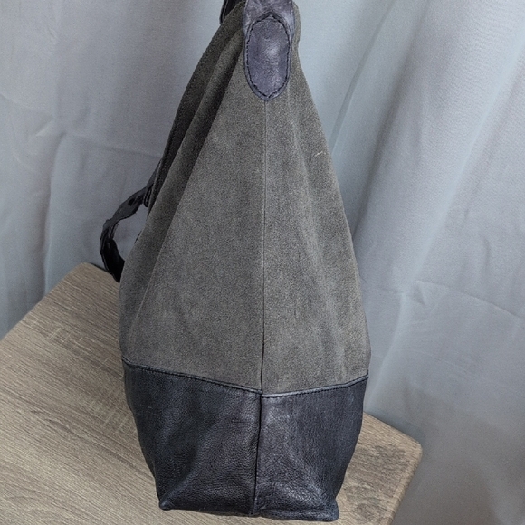 Free People Charcoal and Navy Shoulder Bag Boho Leather Western - Picture 7 of 16